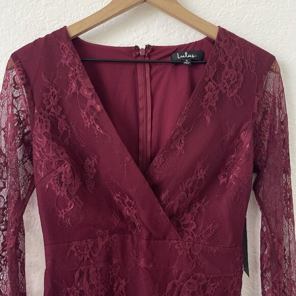 Lulus Whimsigoth Mini Dress Size S Burgendy Red Babydoll Lace Dark Romantic Vamp - Picture 5 of 16